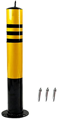 Bornes de sécurité jaunes (lot de 1) - Poteaux anti-collision ronds for usage résidentiel/commercial, barrières de stationnement for allée avec base d'ancrage (résistantes aux intempéries)(Fixed Style