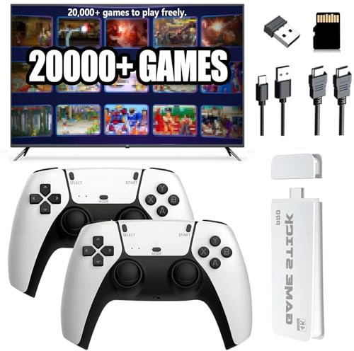 2025 Upgraded Retro Game Stick Console - Video Game Console with 21,000+ Games, Enhanced Dual 2.4G Wireless Controllers, Plug and Play TV Nostalgia Stick, HDMI Output (64G)