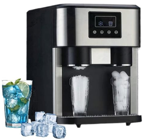 Electric Ice Crusher Machine - Produces 16 Ice Cubes in 9 Minutes, 15 KG Capacity in 24 Hours, Ideal for Iced Tea, Coffee, Home, Kitchen, Office, and Bar Use