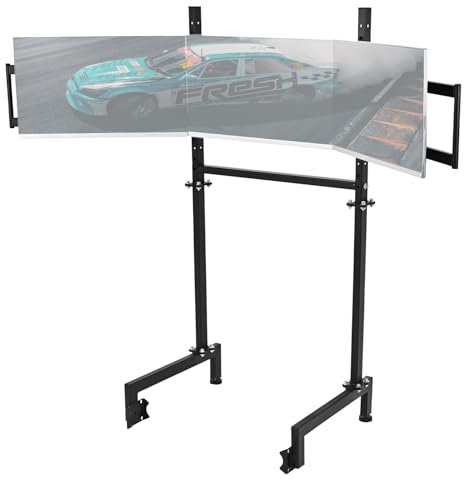 Dardoo Sim Racing Triple Monitor Stand with Adjustable Height & Width for 27-32 Inch Display 3 Screens TV Mount Compatible with Round Tube Racing Sim Cockpit