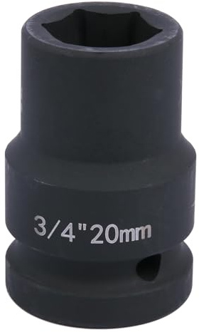 Uxney 3/4 Schlagschrauber Stecknuss 20mm 6-Kant, Chrom-Molybdän Stahl, für Kfz-Werkstatt und Industrie