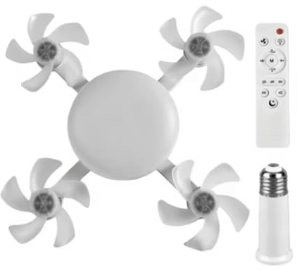 Duanthry Drone Shaped Fan Light E27 LED Ceiling Fan Light 60W with Remote Control Dimmer Function for Living Room