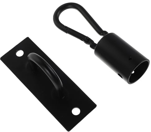 Angoily 2Pcs Matte Black Ceiling Fan Mounting Plate with Decorative Hook Metal Ceiling Mount Bracket and Light Cover Plate Kit for Indoor Fan and Pendant Light Installation
