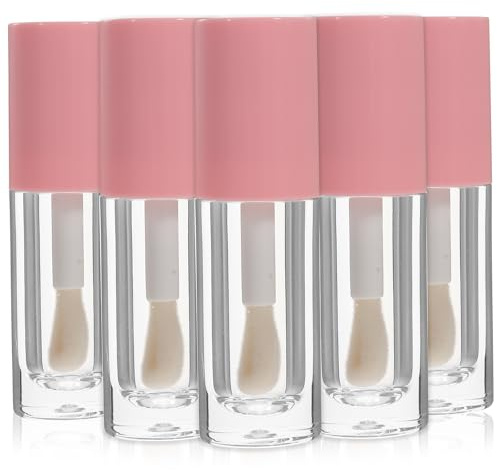 Veemoon 5stücke Kleine Leere Lipgloss-tuben mit Applikator Nachfüllbar für Lipgloss Lippenöl Lippenfarbe und Andere Flüssigkeiten Tropfsicher für Unterwegs
