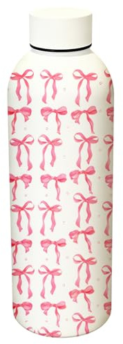 500ml Pink Bow Water Bottle, Girls Insulated Water Bottles, Leakproof Stainless Steel Bottles for Women & Girls, Coquette Metal Flask for Sport, Travel, School & Hiking, Ideal Birthday Gift