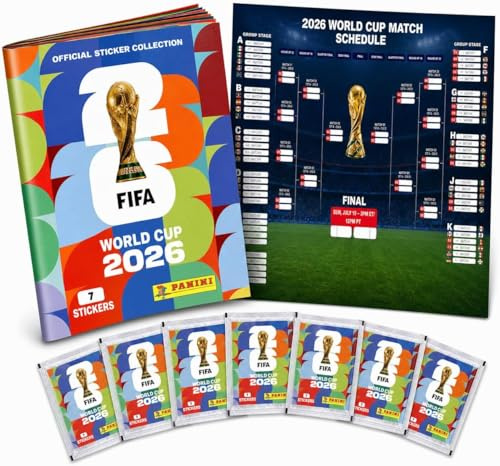ATHLEJOY Kit de démarrage XXL pour fans Coupe du monde 2026 - Autocollants Panini originaux + autocollants + spécial - À collectionner et à échanger - Coupe du monde (album de collage)