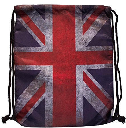 Turnbeutel Länder Flaggen Rucksack verstellbar Kordel 36 x 44 cm weiß Union Jack