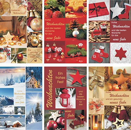 K&B Vertrieb Weihnachtskarten 100 Stück mit Weihnachtsmotiven Glückwunschkarten Weihnachten 22-1551