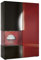 Vladon Vitrine Kommode Hochschrank Morena, Made in Germany, Korpus in Schwarz matt/Rechte Tür und der Einsatz in Bordeaux Hochglanz