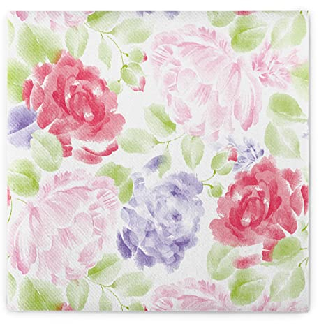 Mank GmbH Airlaid Servietten 40x40 cm Premium Einweg Serviette stoffähnlich und saugstark perfekt für Hochzeit & Partys 50 Stück Valerie Frühling Rosa Grün
