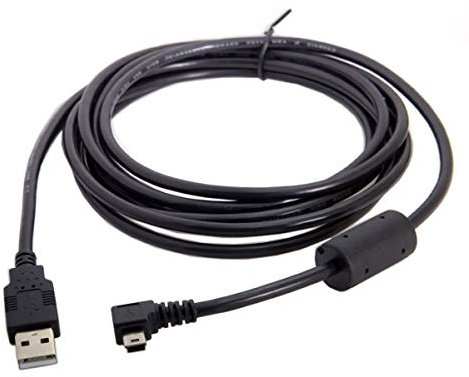 cablecc Câble de données mini USB type B mâle 5 broches coudé à 90 degrés vers USB 2.0 mâle avec ferrite 3 m