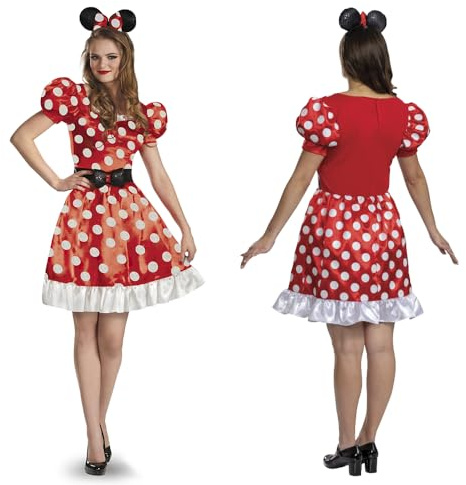 Disguise Déguisement Disney Minnie Mouse pour adultes, sous licence officielle, robe emblématique à pois rouges et bandeau oreilles de Minnie Mouse pour femme, tailles 36-38, 40-42 et 44-48
