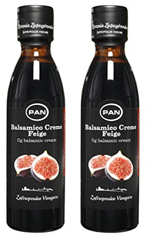 Premium Balsamico Creme Feige | mit natürlichem Zucker | griechischer fruchtiger Feigen Balsamico | 2x 250 ml Flasche