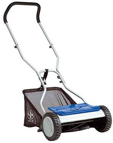 LUX-TOOLS HS-38 - Tosaerba a mandrino con larghezza di taglio di 38 cm, incluso cesto da 35 l, tosaerba azionato a mano con 4 livelli di regolazione dell'altezza di taglio da 13 mm a 38 mm