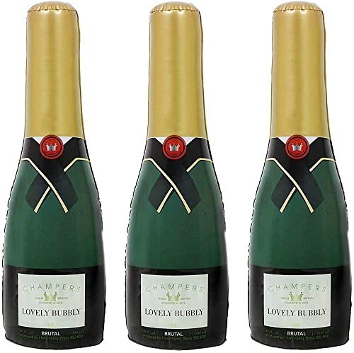 BOUTEILLE DE CHAMPAGNE DE LUXE GÉANTE 6FT/180CM. UNE BOUTEILLE GONFLABLE AVEC UNE MOTIF D'ÉTIQUETTE. CONVIENT AUX DÉCORATIONS DE FÊTE, MARIAGES & ANNIVERSAIRES & ACCESSOIRES DE PISCINE. PACK DE 3