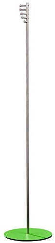 Standgarderobe, 5 drehbare Kleiderhaken, grüne Bodenplatte, Höhe 1,7 m, echter Edelstahl (CNS, INOX, NIRO), Garderobenständer, Kleiderständer rutschfest stabil modern - PHOS Design