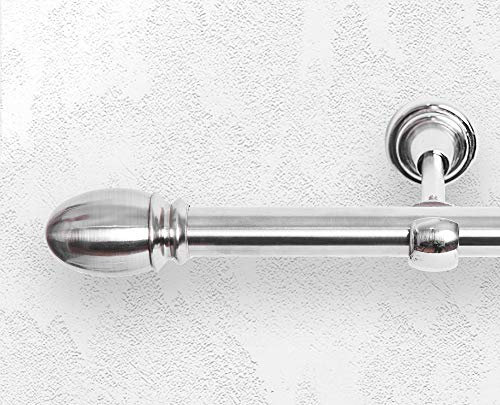 ALOHA Gardinenstange Vorhangstange 19mm Wandmontage, EIN/ZWEI-läufig, Inox, Satin, Golden, Weiß, Länge: 120-600cm, ohne Ringe (160cm / Borneo/Inox / 1-läufig)