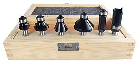 STIER Rand- und Kantenfräser Set, 6-teilig, 8 mm Schaft, Oberfräsen Fräser Set, Fräser für Oberfräse