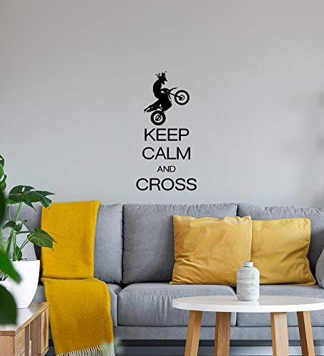 Shirt84.de - Adesivo da parete, motivo: Keep Calm and Cross, 40 x 79 cm