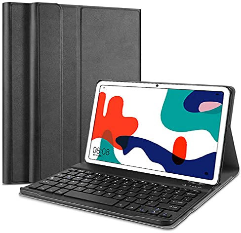 QYiiD Tastatur Hülle für Huawei MatePad 10.4 2020, Leichte Schutzhülle mit Magnetisch Abnehmbarer QWERTZ Kabelloser Tastatur für Huawei MatePad 10.4 2020, Schwarz