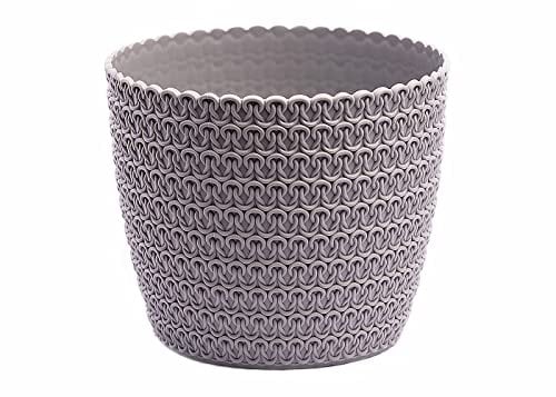 Home Garden Ornaments Large Plant Pots Indoor, Indoor Plant Pot – Wicker-Look, Plastic Flower Pots, Outdoor Planter (Diameter 30cm, Grey)