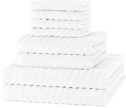 Merana Oslo Handtuch Set | schnelltrocknend, weich & fusselfrei | Frottier Luxus Qualität | 100% Baumwolle Frottee | Oeko-TEX | 590 GSM | Weiß (8er Sparset | 4 Gästetuch, 2 Handtuch, 2 Duschtuch)