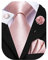 Hi-Tie Cravate et boutons de manchette carrés en soie pour homme en jacquard pour mariage d'affaires, rose, M