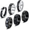 CASSIECA 6 Stück Edelstahl Herren Ringe für Männer Damen Silber Noir Flaschenöffner Ringe Schwarz Matt Finish Poliert Band Ringe Ketten Ringe Coole Kette Welle Kreuz