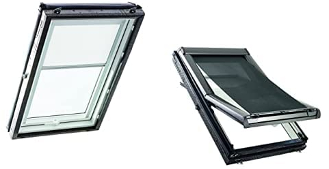 Original Roto Vorteils-Set Verdunkelungsrollo in Weiß und Außenrollo Screen Für Designo R4/R7 Führungsschiene Silber Größe ZRV 094/140, 09/14 Größe ZAR 094/xxx Breite 94 cm