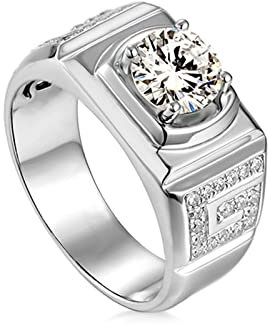 Lieson Eheringe Für Männer, Herren 925 Sterling Silber Ring Rund Zirkonia Hochzeitsringe Silber Ring Verlobung Gr.69 (22.0)