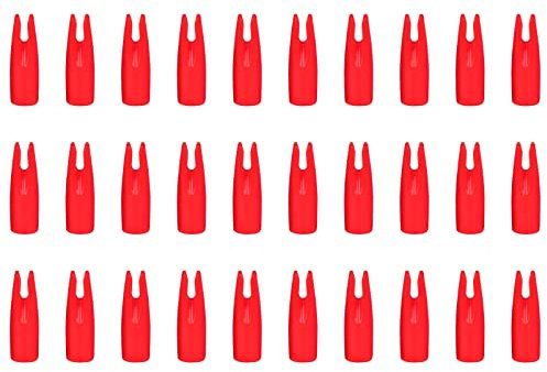 NIKA ARCHERY 30 Stück Pack Pfeilnock Kunststoff Außenknock für ID7mm Schaft Bogenschießen Outdoor Sport Jagdzubehör ROT