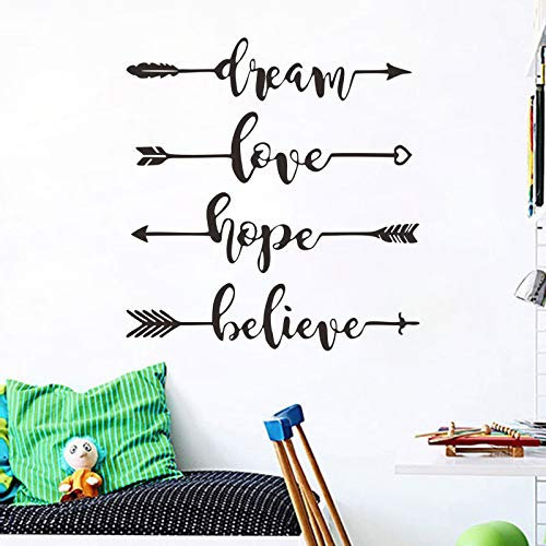 DOTUIARG Dream Love Hope Believe Englischer Wandaufkleber, inspirierende Bürotapete, Wohnzimmer, Schlafzimmer, Dekoration, Heimaufkleber