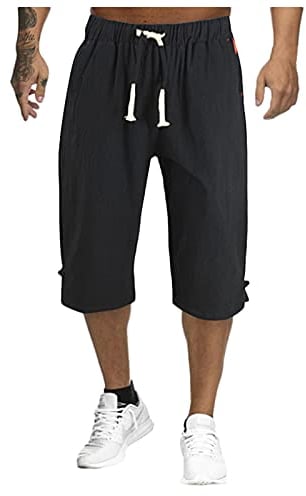Shorts Herren Sommer 3/4 Hose Outdoor Kurz Jogginghose Sommer Sport Kurze Hosen Gummizug Mit Taschen Bermuda Männer Bequeme Luftige Herrenshorts Sommerhose Sweatshorts Turnhose