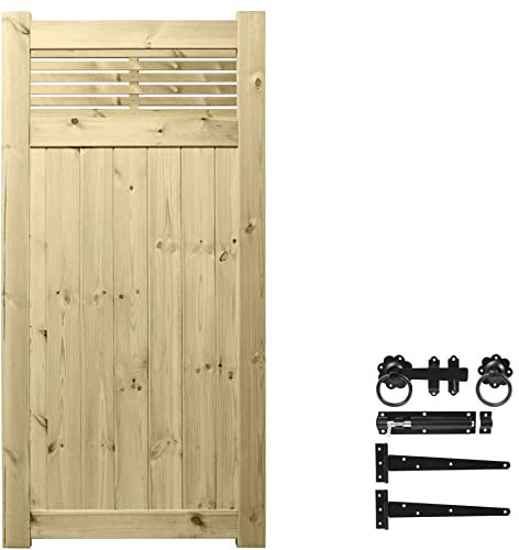 Premier URBAN Range Pedestrian Premier Vogue Trellis Top Gate Smooth Wooden Tongue & Groove Pathway Height: 6ft (180cm) x Width: 3ft (90cm) No Hinge Pack Selected