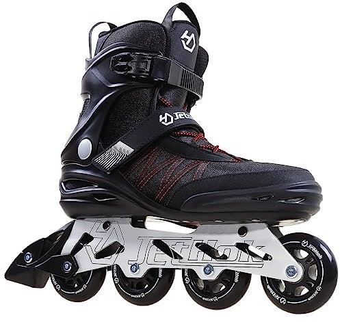 JetHok Inline Skates Advantage Pro Damen und Herren Erwachsene Fitness Inline Skate, Professionelle Aluminiumhalterung Rollklingen Outdoor (Schwarz und Rot, Größe 46)