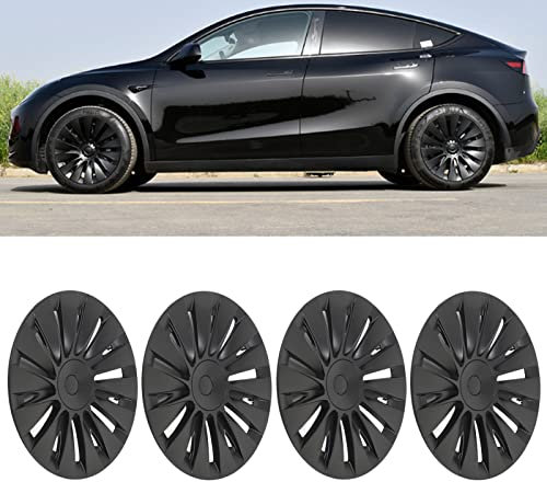 4 Stück Model Y Radabdeckung, 19 Zoll Radkappen Radnabenkappen, Sportliche Felgenschutzabdeckung, Ersatz Radkappen, Außenzubehör, Leistungssteigerung für Modell Y 2020 Bis
