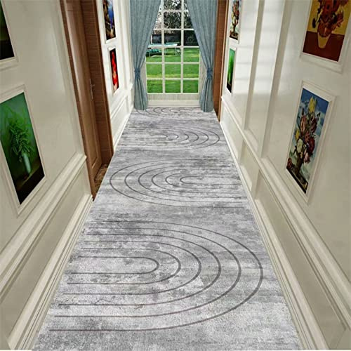 MOWEO Teppichläufer für Flur, Langer Teppich, 1 m x 3 m, Grau, Modern, Rutschfest, Pflegeleicht, Einfarbig