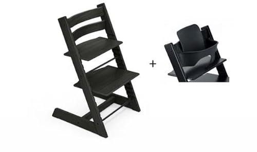 Chaise Tripp Trapp Chêne noir avec Baby Set