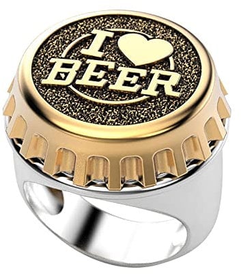 Spoon Rings for Women Vintage Silver Creative Beer Bottle Cap Ring Jewelry Birthday Proposal Bride Engagement Party Ring Rings for Daughters (Gold, 8)