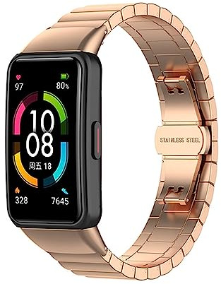 Pulseras compatibles con Huawei Band 6 Pro, pulsera de acero inoxidable, correa de repuesto de metal, correa de reloj de negocios, para Huawei Band 6/6Pro