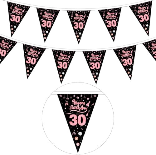 GoldRock Stoff Girlande 30. Geburtstag Rosegold - Wimpel Deko für Mann und Frau, Banner, Männer und Frauen Dekoration, 30er Wimpelkette