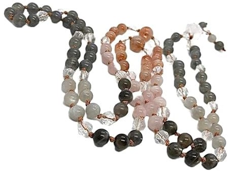 sunstone, moonstone, black sunstone, quartz, rose quartz, labradorite Stone Mala Beads, 108 Mala Necklace, Knotted Mala, WWG Necklace, Yoga Jewelry Meditation Beads Spiritual Jewelry Boho Jewelry