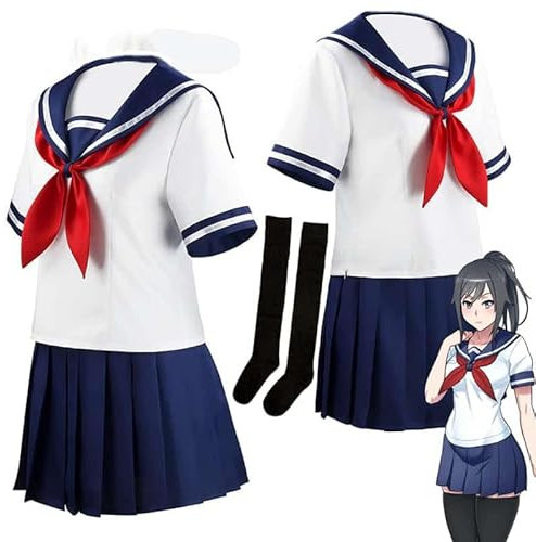 Yandere Simulator Ayano Aishi Kostüm Cosplay, Costume and Socks, XL
