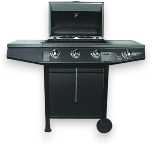 Lapillo Mini Gasgrill 3 Brenner + Seitenbrenner mit schwarzem Stahlrahmen