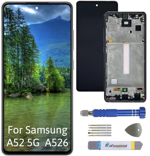 Int'x Ecran OLED pour Samsung A52 5G (Fingerprint) - Ecran de Remplacement pour LCD/OLED - Écran Tactile de Haute qualité avec châssis - Outils de Remplacement d'écran supplémentaires - Noir