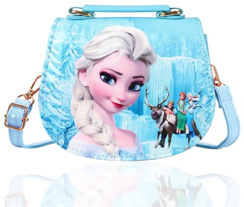 Eiskönigin Kinderhandtasche, Eiskönigin Kinder Umhängetasche, Elsa Tasche Kinder Mädchen, Süße mädchen-umhängetasche, Frozen Cartoon-Umhängetasche mit Verstellbarem Gurt, Geschenke (Blau)