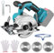 ConBlom 5'' Cordless Circular Saw for Makita 18V Battery, Brushless, 8000 RPM, Max Cutting Depth 1-1/8 45 °Bevel 1-11/16 (90 °), 4 Saw Blades for Wood, Plastic, Soft Metal, Tile Cuts (No Battery)