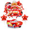 Car Geburtstagsdeko, Auto Luftballon, Rennwagen Party Deko, Kindergeburtstag Deko Set mit Folienballon Rennauto, Roter Sternförmiger Ballons