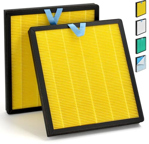 HSIAMEN Vital 100S-RF-PA Pet Filter Compatible with Levoit Vital 100S Replacement Filter for Smart Air Purifier Vital-100S, LRF-V102-YUS H13 True HEPA Filter, Yellow 2-Pack