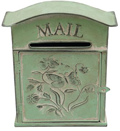 HOARLICN Boîtes aux lettres extérieures vintage, boîte aux lettres, support mural vintage, boîte aux lettres papillon fleurs motif boîte aux lettres décorative en métal pour murs, portails, garages,